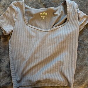Hollister Women's Light Gray Ribbed Bodysuit